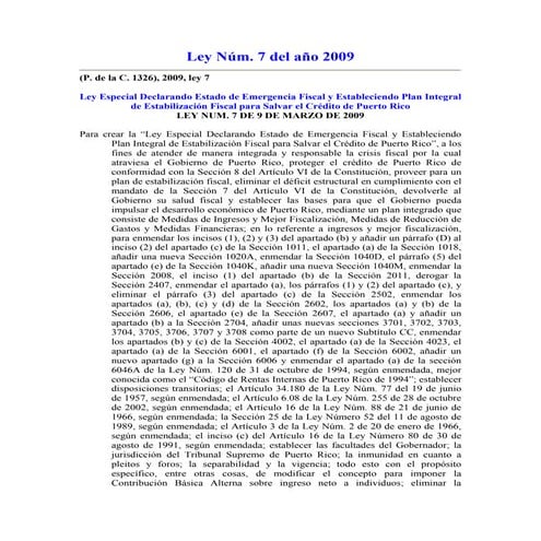 Ley núm 7 del 2009