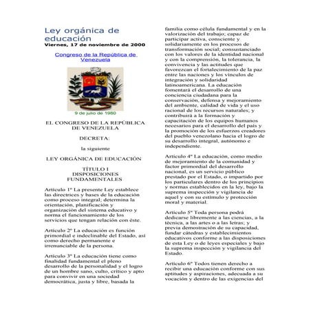 Ley OrgáNica De EducacióN | DOC