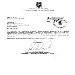 Informe para Primer Debate de la Le...