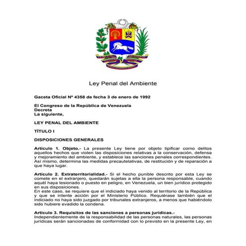 Ley penal del ambiente | PDF