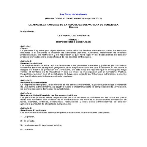 Ley penal del ambiente | PDF