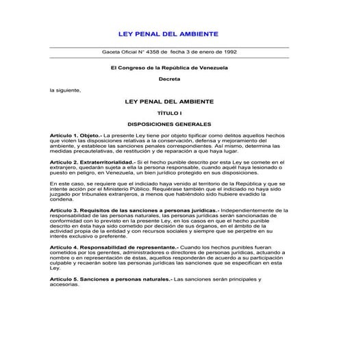 Ley penal del ambiente | PDF