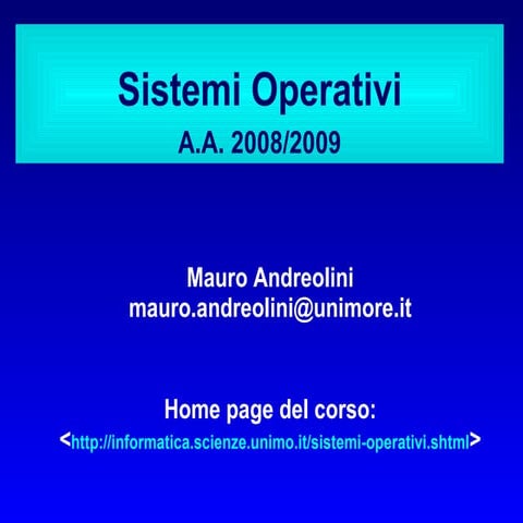 Sistemi Operativi: Introduzione - Lezione 01