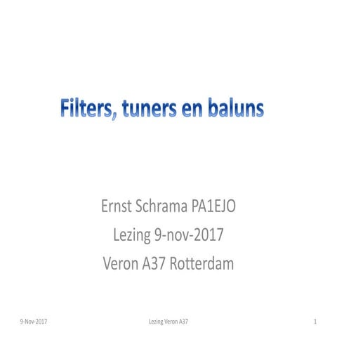 Tuners, Filters and Baluns