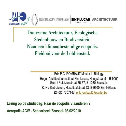Studiedag naar de ecopolis Vlaanderen (6-2-2010) - Lezing acw schaarbeek brus...