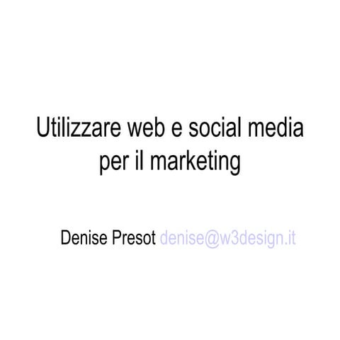 Lezione 1 - cenni di web marketing