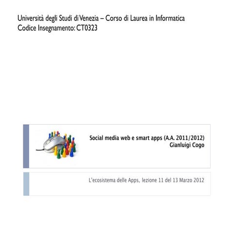 Lezione 11 del 13 marzo 2012 - L'ECOSISTEMA DELLE APPS