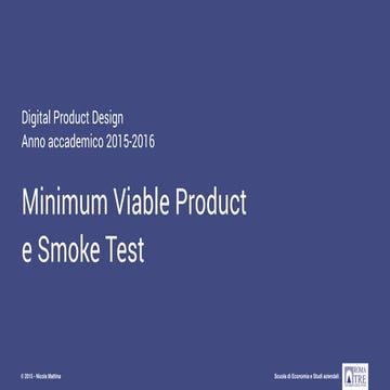 Minimum Viable Product e Smoke Tests