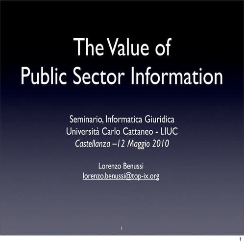 The Value of (digital) Public Sector Information