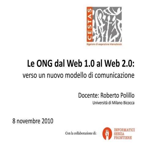 Le ONG dal Web 1.0 al Web 2.0