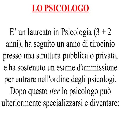 Lezione definizioni psicologo