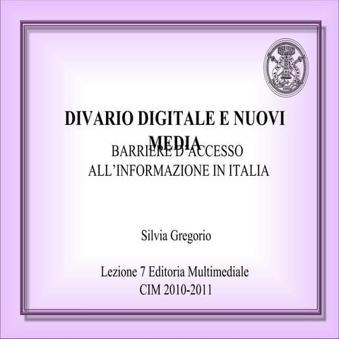 Lezione divario digitale 2010 | PPT