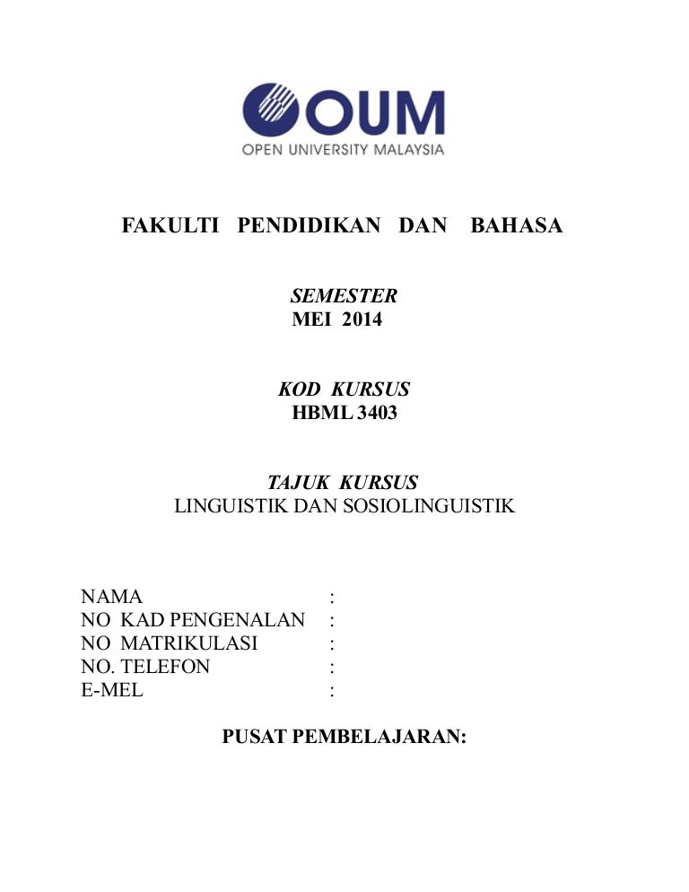 Tugasan Hbml3403 Linguistik Dan Sosiolinguistik