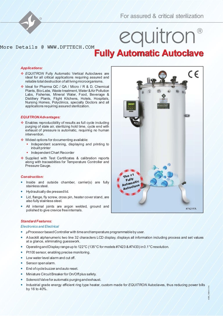 Equitron Fully Automatic Autoclaves