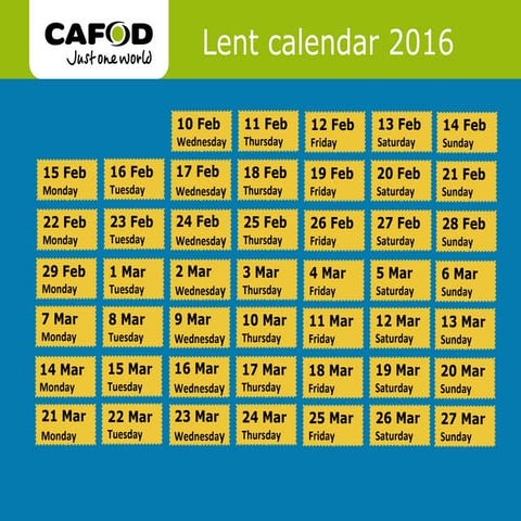 CAFOD 2016 lent calendar