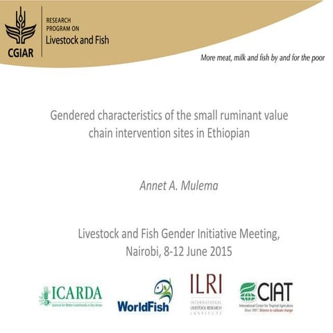 Gendered characteristics of the small ruminant value chain intervention sites...