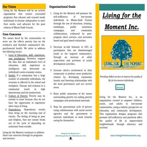 Living for the Moment Brochure