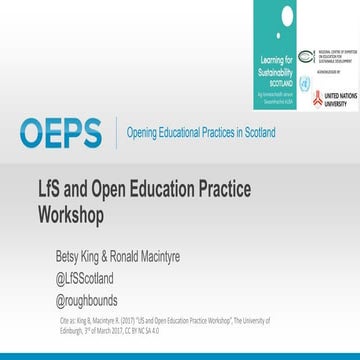 Learning for Sustainability and Open Educational Practice Workshop (3rd of Ma...