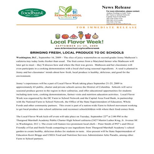 Local Food Week Press Release