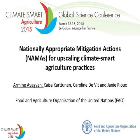 Nationally Appropriate Mitigation Actions for upscaling climate‐smart agricul...