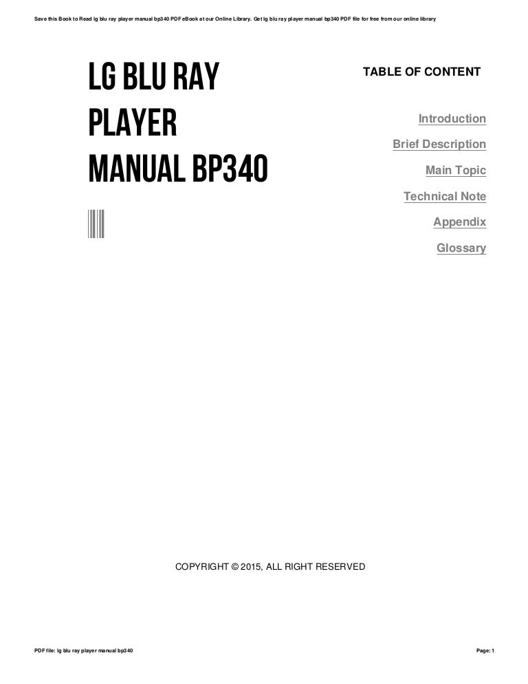 Lg blu ray player manual bp340