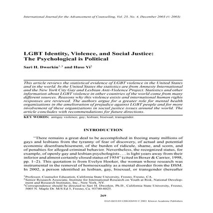 Lgbt identity, violence, and social justice