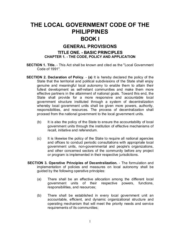The Local Government Code of the Philippines