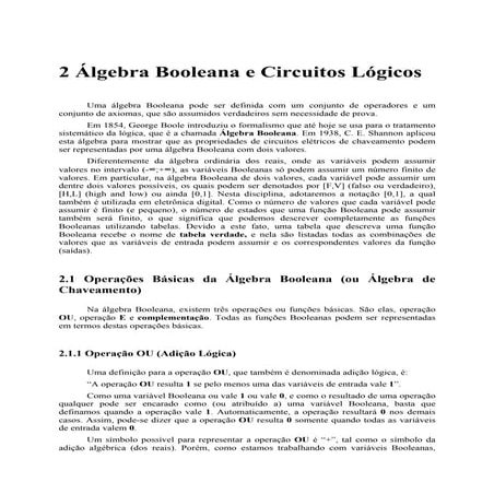 áLgebra booleana e circuitos lógicos