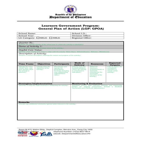 LGP GPOA Template learner government program | DOCX
