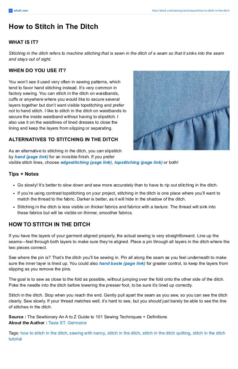 How to stitch in the ditch