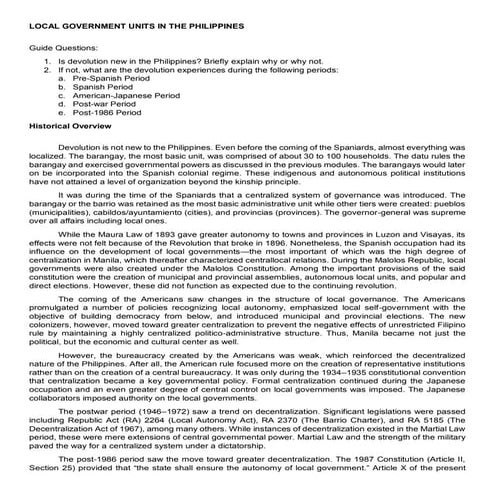 LGU historical overview