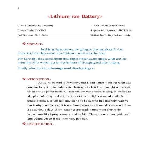 Lithium Ion Batteries, an Overview | PDF