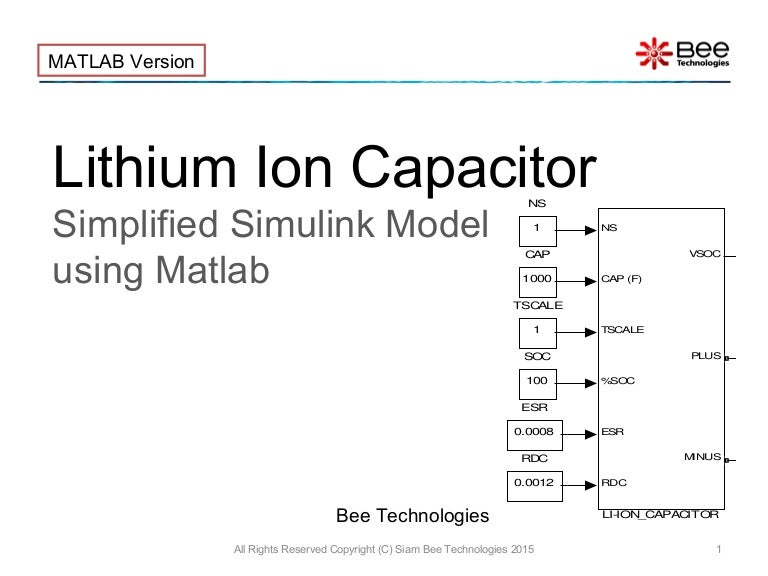 Liion capacitor (simplified) matlab model