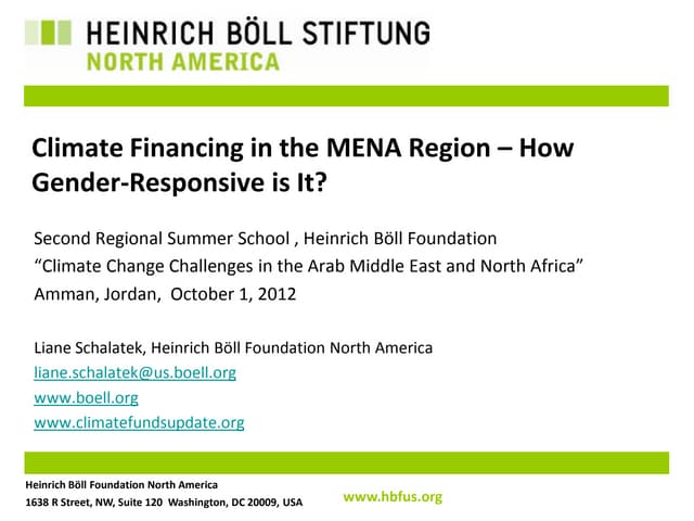 Liane Schalatek_Climate Financing in the MENA Region - How Gender-Responsive Is It?