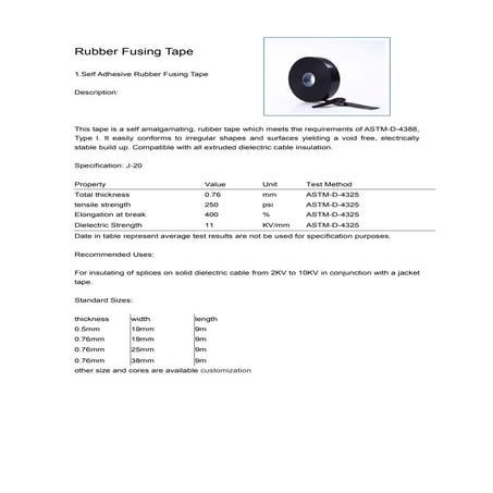 Liantu tape rubber fusing tape specification | PDF