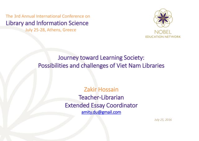 Journey toward Learning Society: Possibilities and challenges of Viet Nam Li...