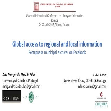 Global access to regional and local Information: Portuguese Municipal Archive...