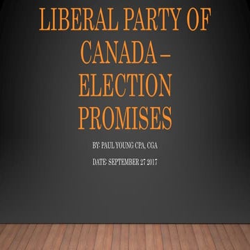 Liberal Party of Canada – Election promises  - September 2017