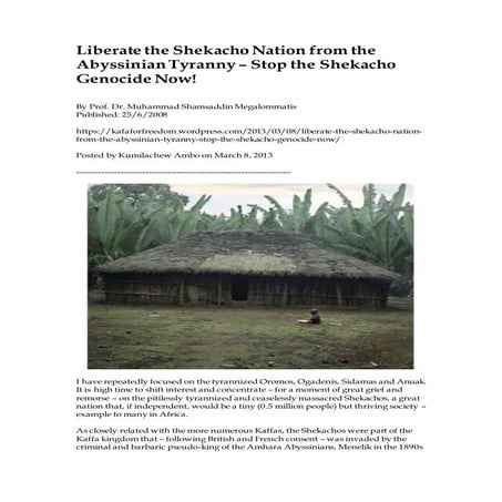 The Shekacho Genocide – The ´'Ethiopian' Final Solution for a Glorious ...