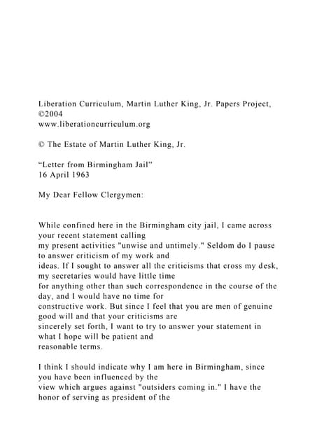 11Dr. Martin Luther King Jr. and His Letter From the.docx ...