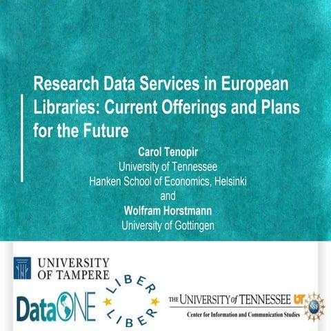 Research Data Services in European Libraries: Current Offerings and Plans for...
