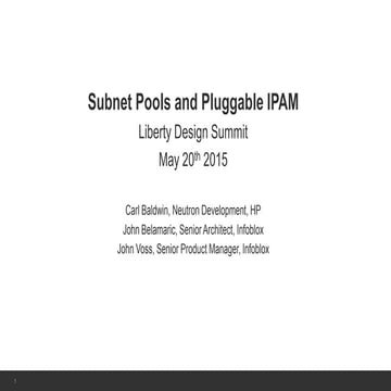 Subnet Pools and Pluggable IPAM