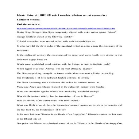 Liberty university hius 221 primary source and presentation review 1 complete solutions correct ...