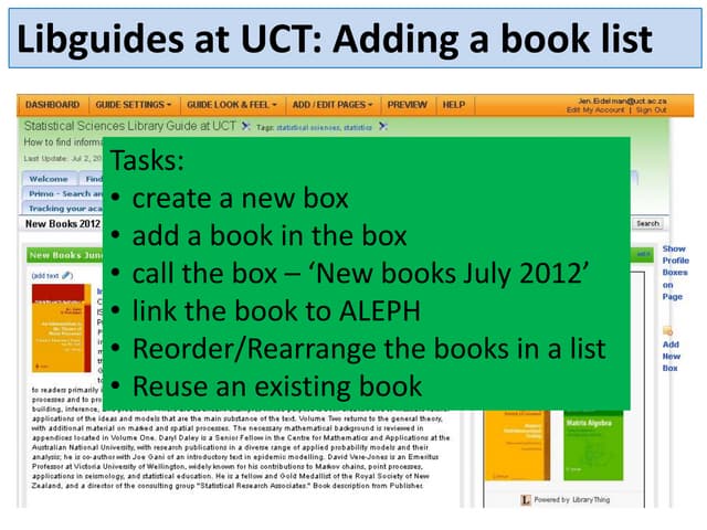 Libguides 2012 adding a book list