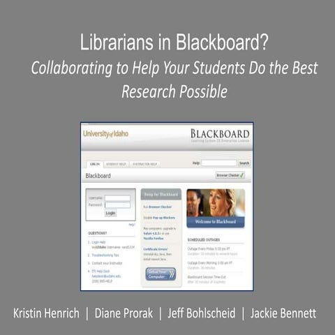 Librarians in BlackBoard? Savvy Skills