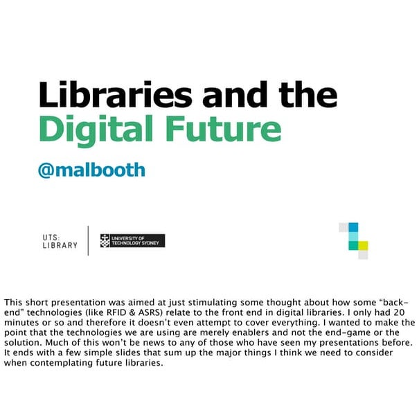 Libraries & their digital future