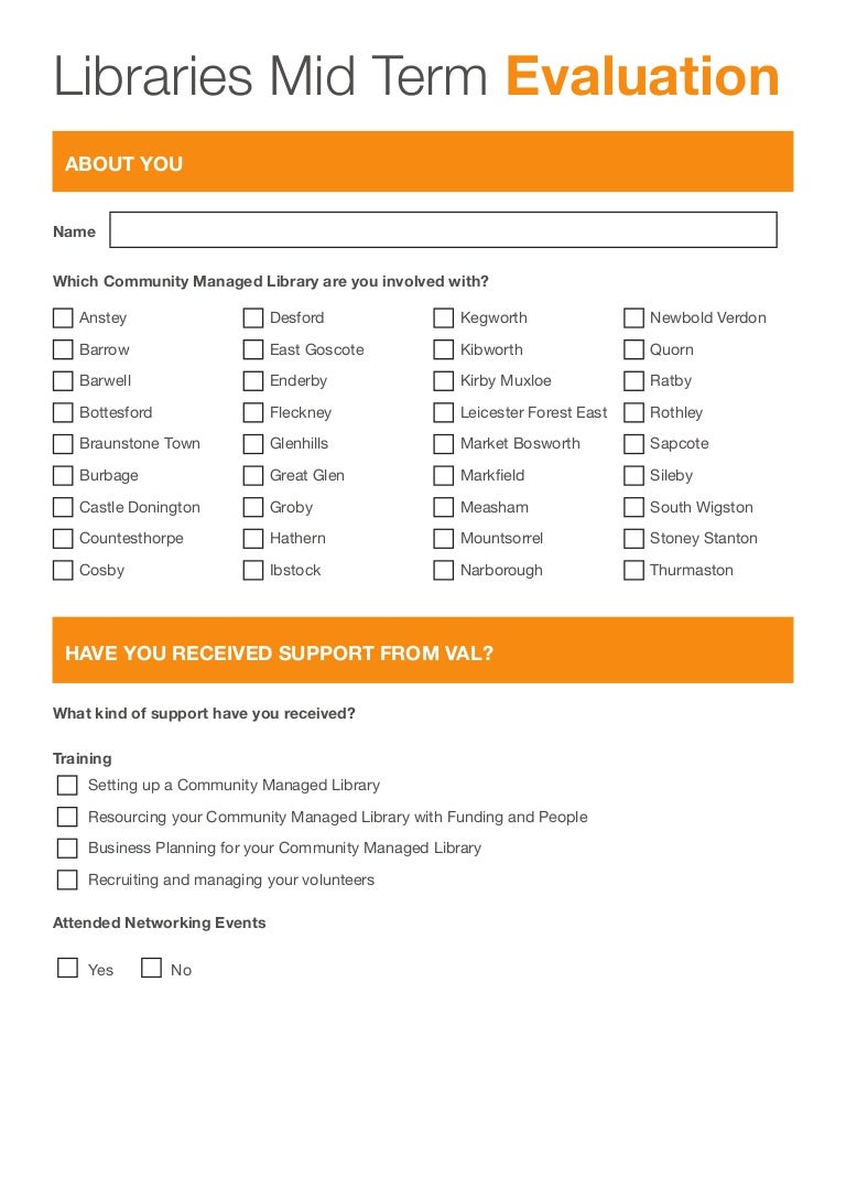 Libraries evaluation form