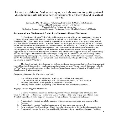 Libraries as Motion Video: Setting up an in-house studio, getting visual & ex...