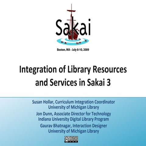 Integration of Library Resources and Services in Sakai 3