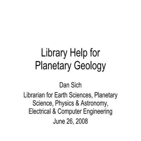 Library Help for Planetary Geology